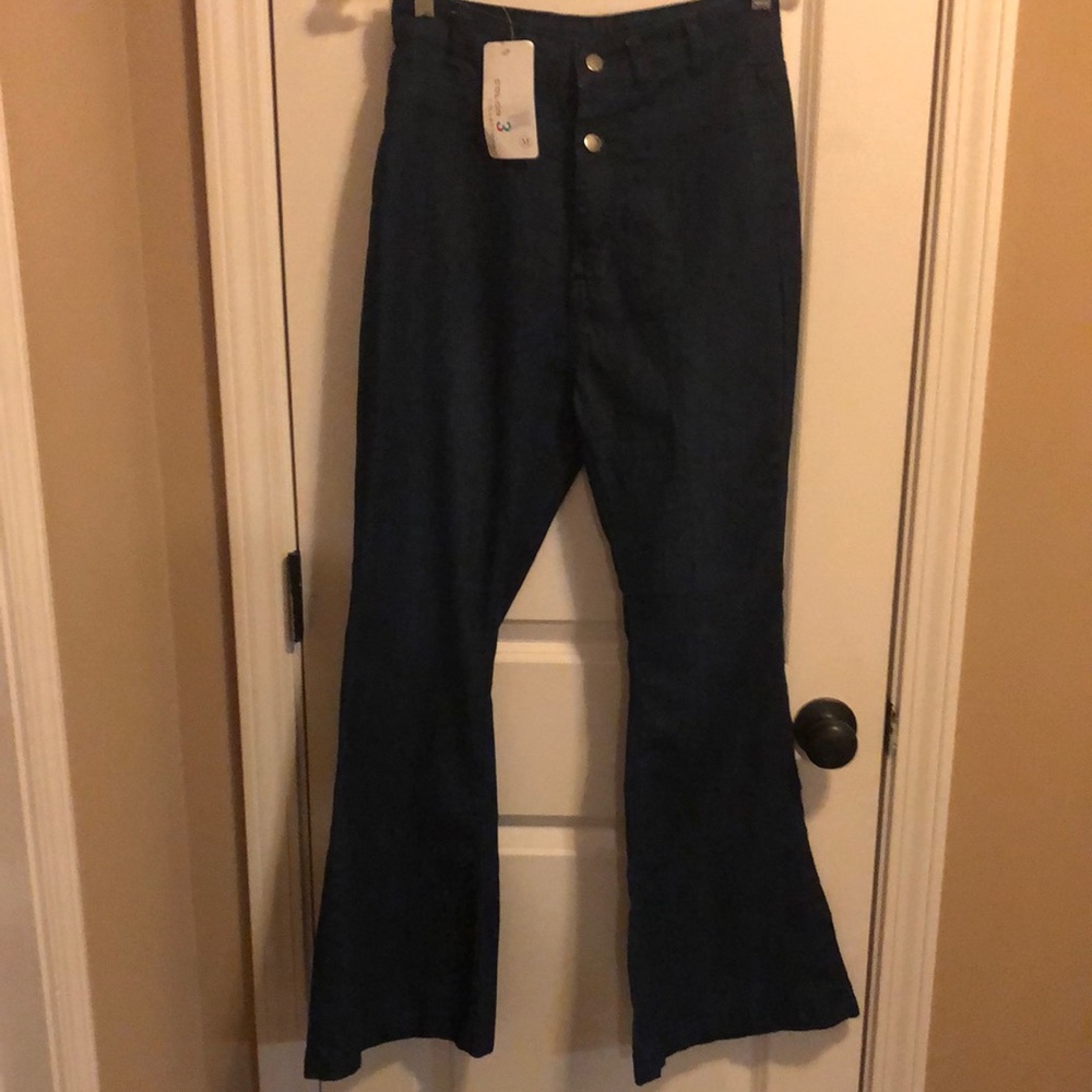 NWT color 3 collections dark blue bell bottom jeans size medium